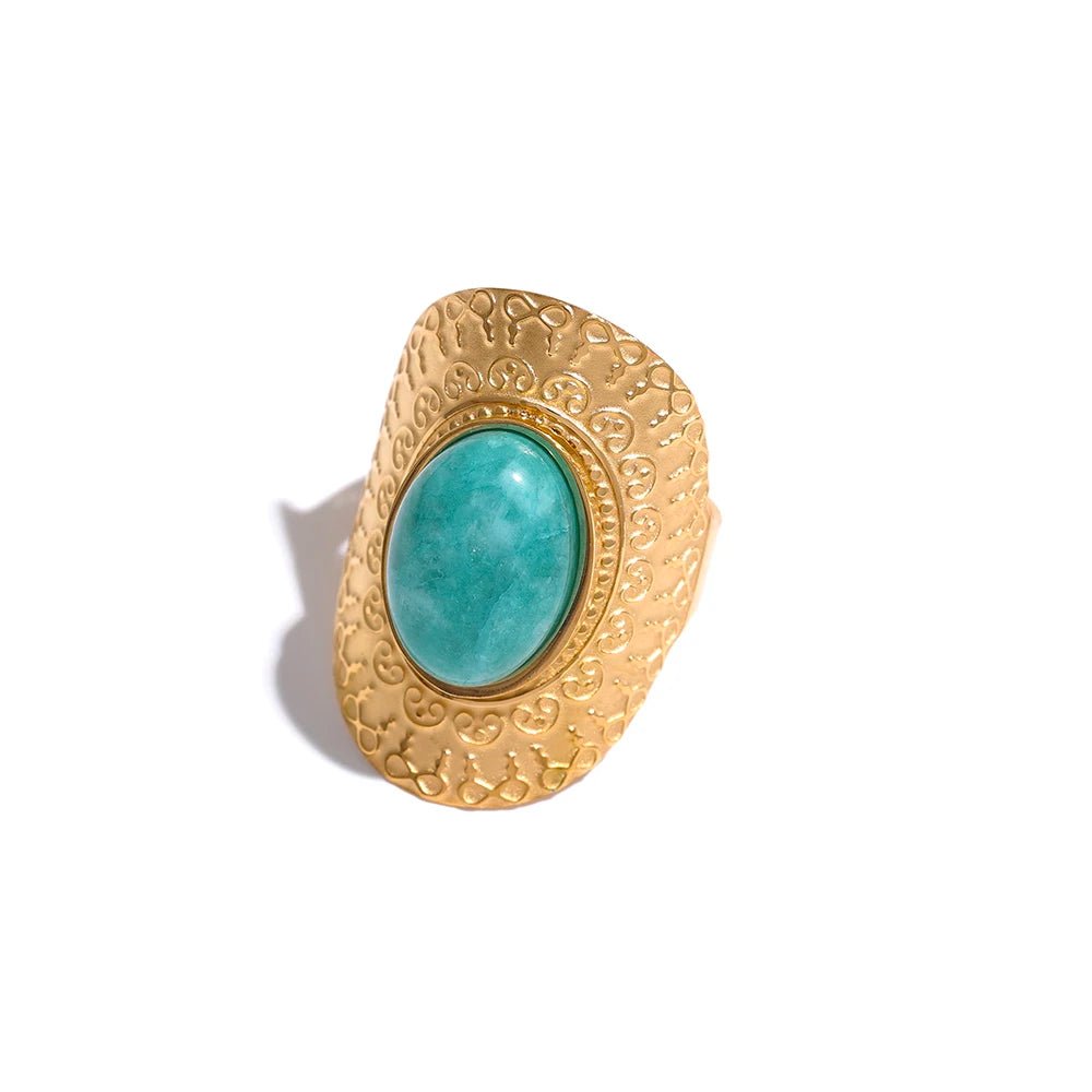 Natural Stone Vintage Adjustable Ring - Zafinne Jewelry