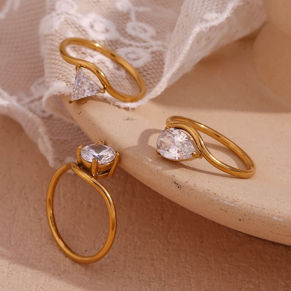 Nina Pear Cut Twist Ring - Zafinne Jewelry