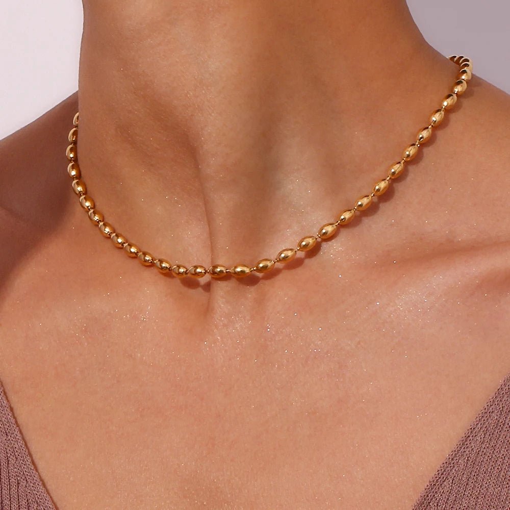 Oval Beaded Necklace - Zafinne Jewelry
