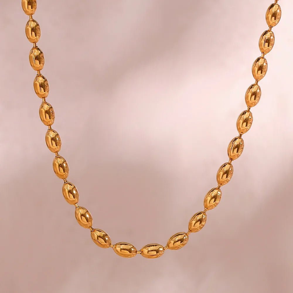 Oval Beaded Necklace - Zafinne Jewelry