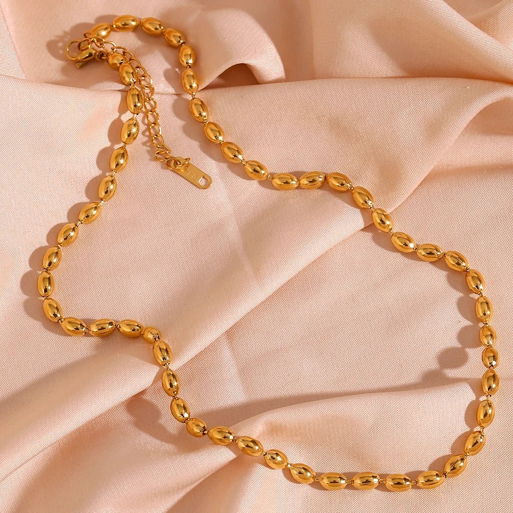 Oval Beaded Necklace - Zafinne Jewelry