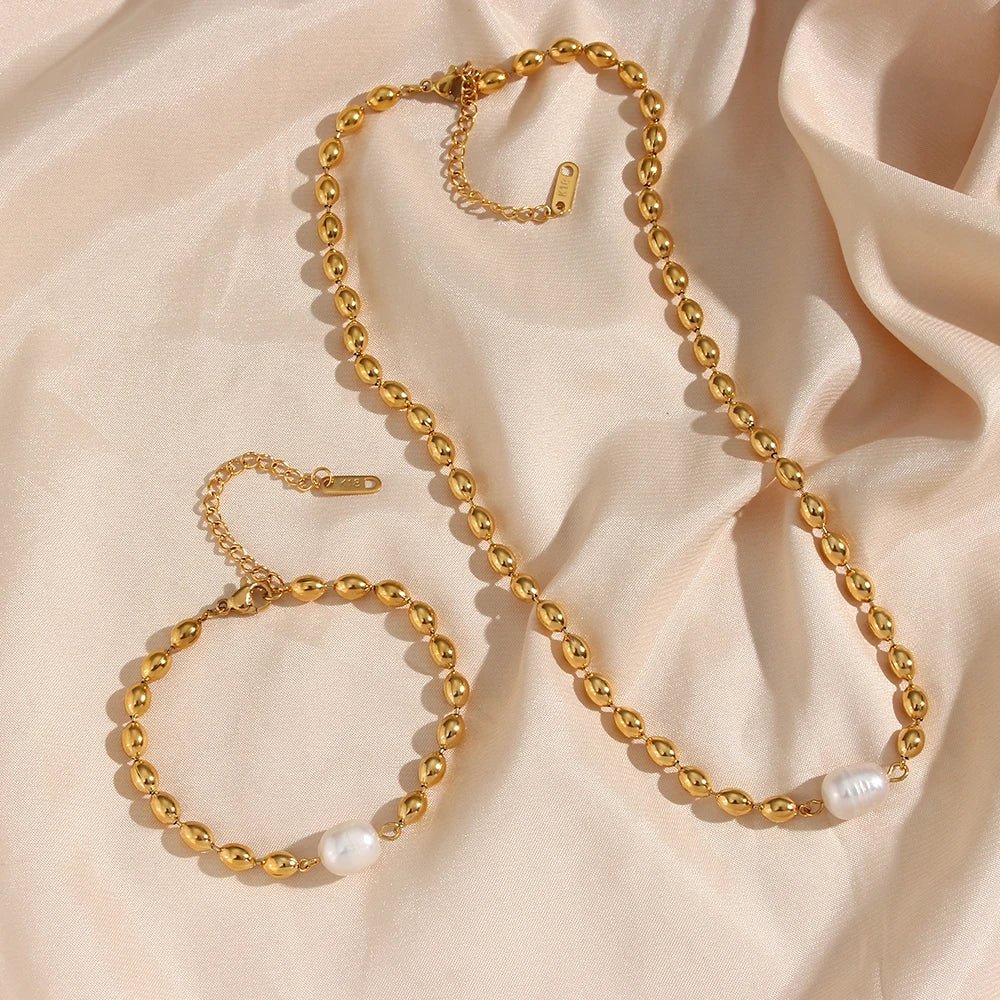 Oval Beads Freshwater Pearl Necklace - Zafinne Jewelry