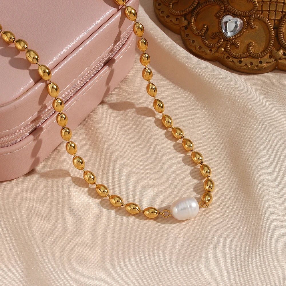 Oval Beads Freshwater Pearl Necklace - Zafinne Jewelry