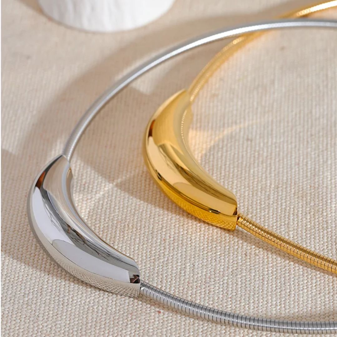 Oval Pendant Choker Necklace - Zafinne Jewelry