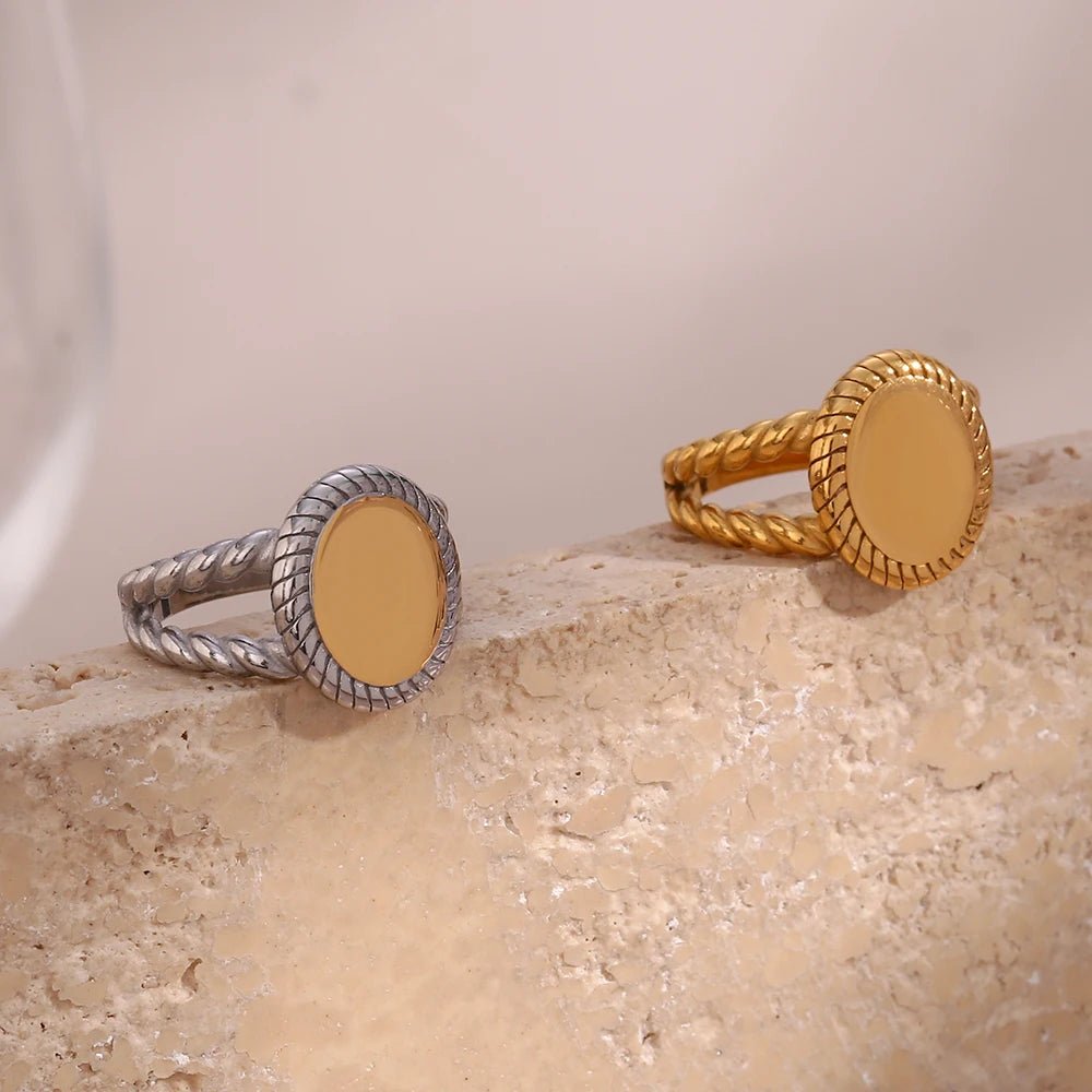 Oval Shape Twist Ring - Zafinne Jewelry