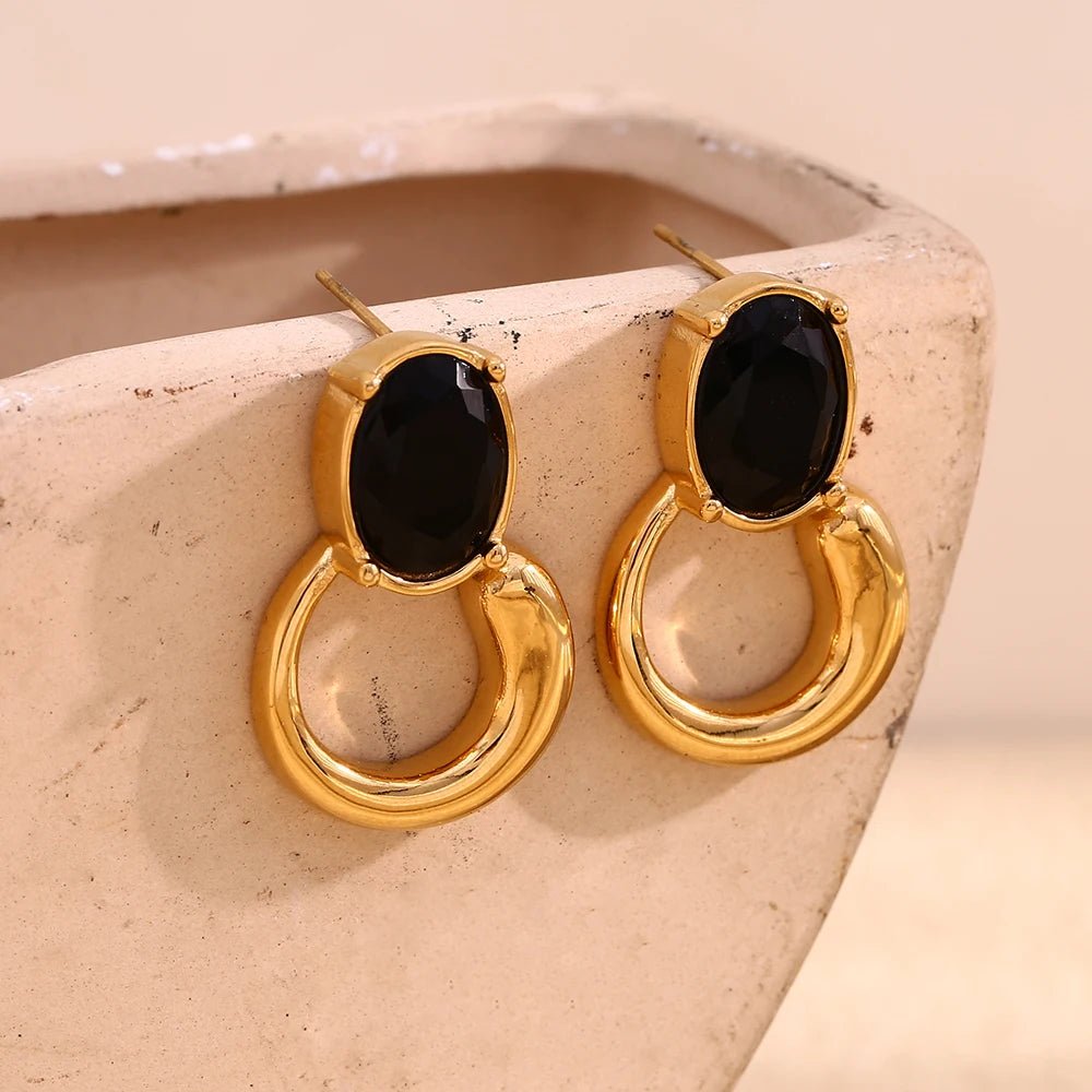 Oval Stone Classic Earring - Zafinne Jewelry