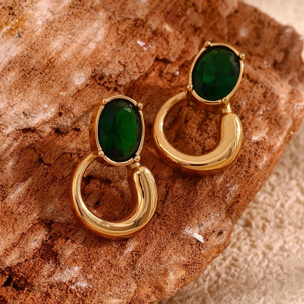Oval Stone Classic Earring - Zafinne Jewelry