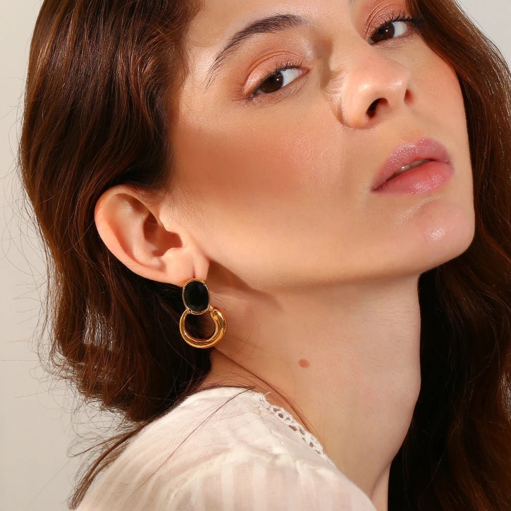 Oval Stone Classic Earring - Zafinne Jewelry