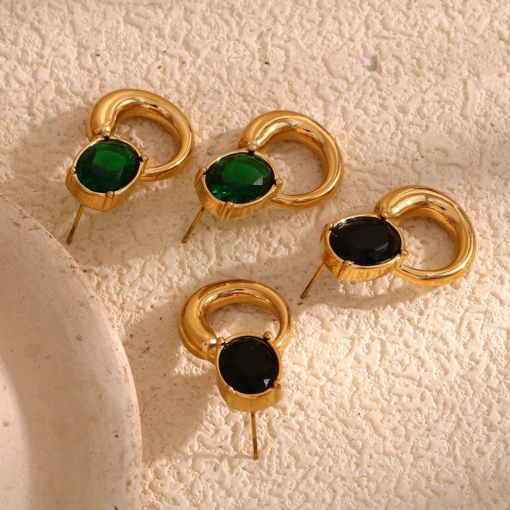 Oval Stone Classic Earring - Zafinne Jewelry