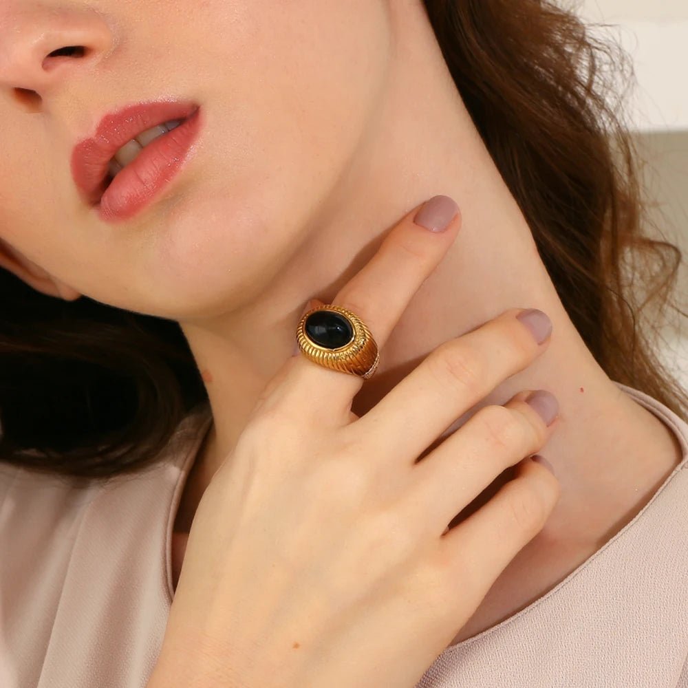 Oval Stone Ring - Zafinne Jewelry