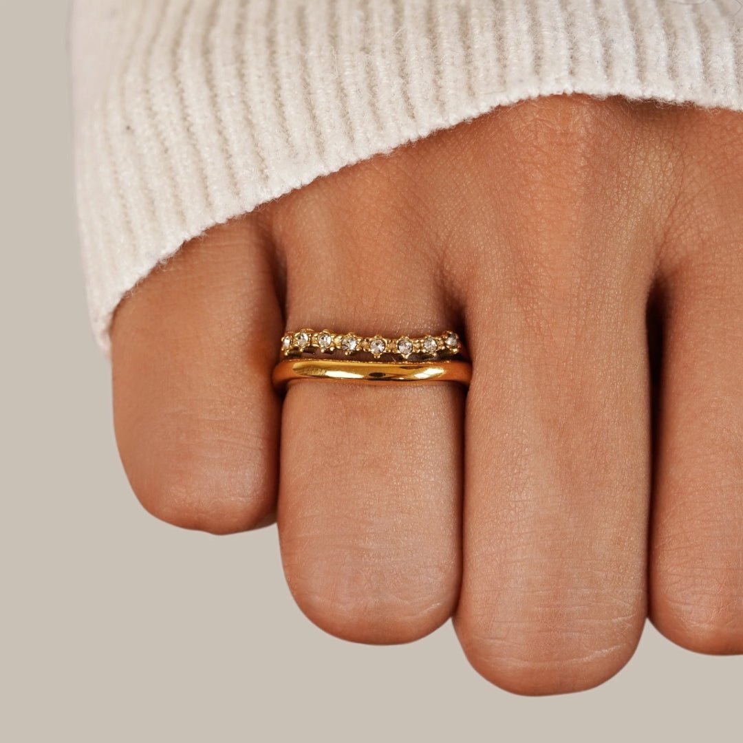 Paved Multiple Layer Ring - Zafinne Jewelry