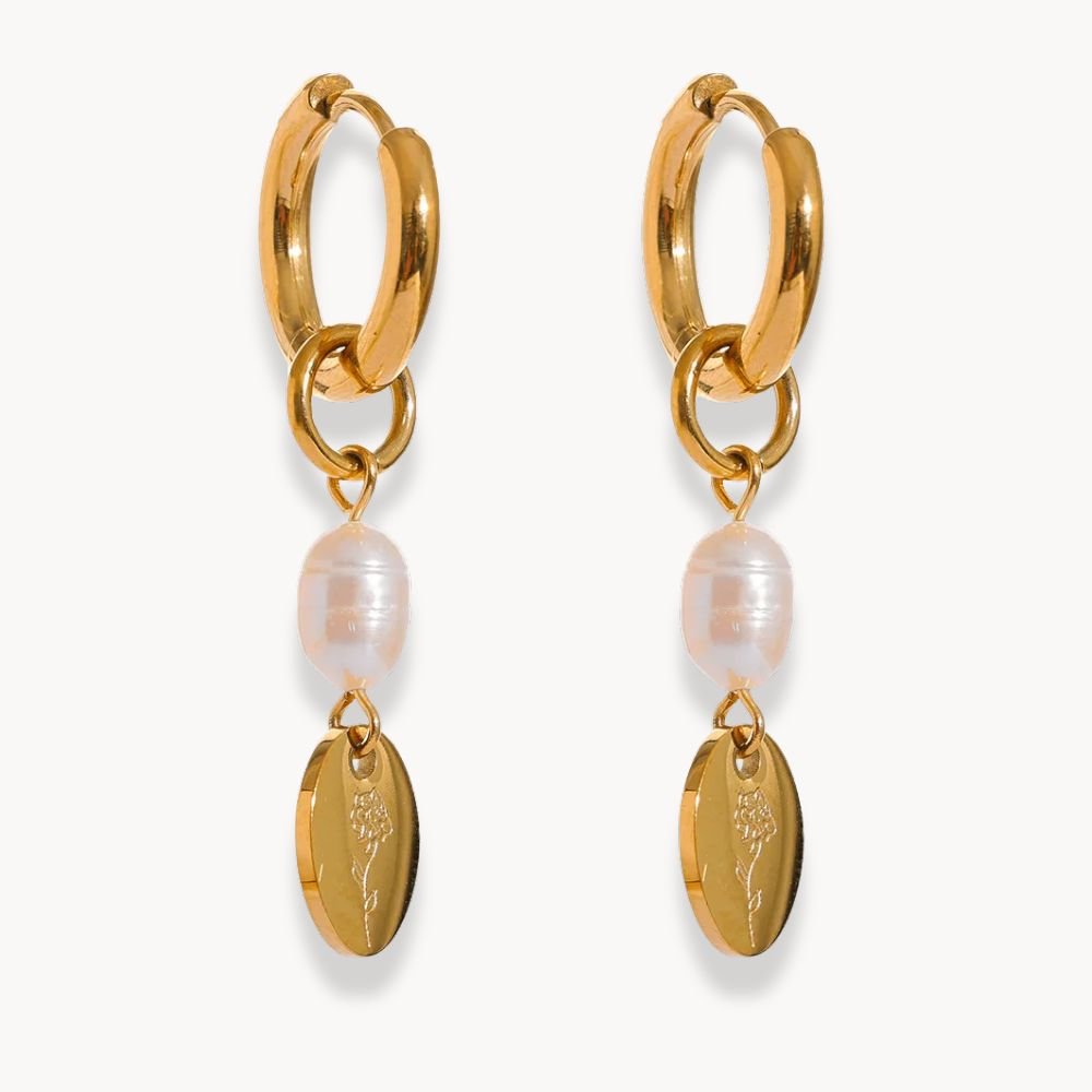 Pearl Charm Flower Drop Earrings - Zafinne Jewelry