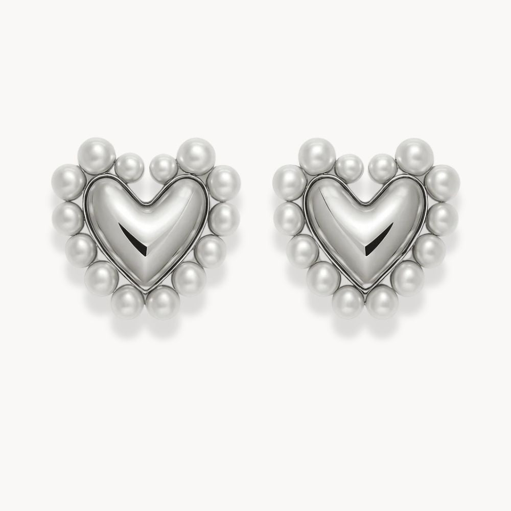 Pearl Heart Earrings - Zafinne Jewelry