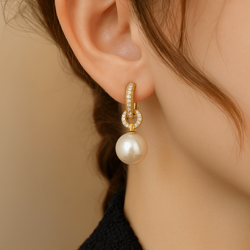 Pearl Pendant Earrings - Zafinne Jewelry