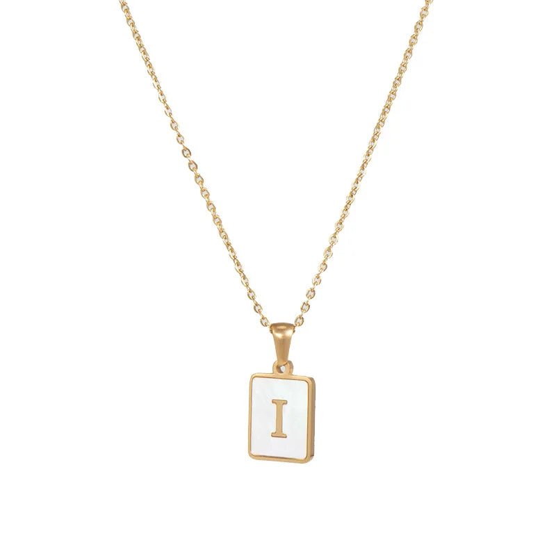 Pearl Shell Initial Letter Necklace - Zafinne Jewelry