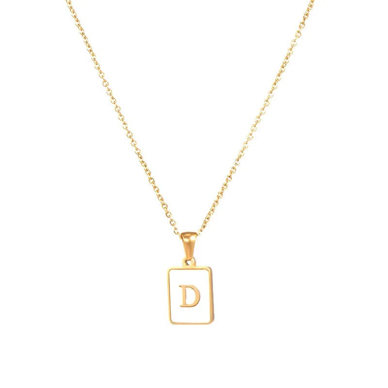 Pearl Shell Initial Letter Necklace - Zafinne Jewelry