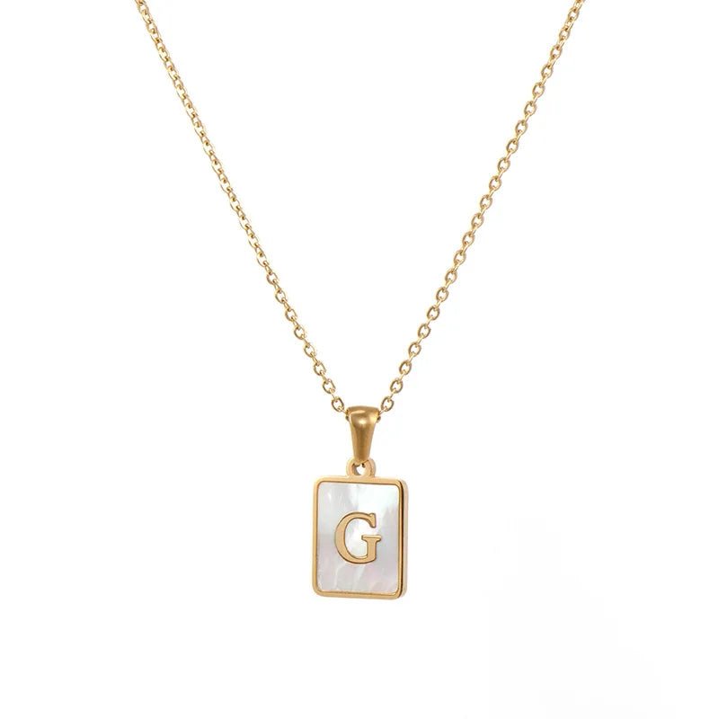 Pearl Shell Initial Letter Necklace - Zafinne Jewelry