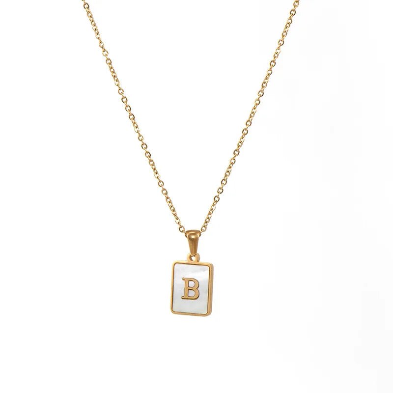 Pearl Shell Initial Letter Necklace - Zafinne Jewelry