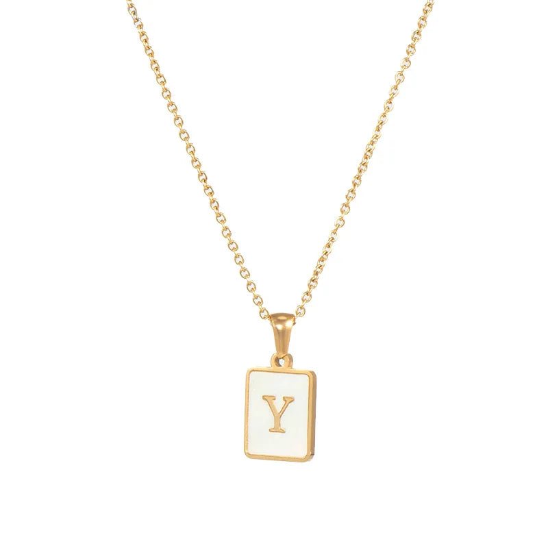 Pearl Shell Initial Letter Necklace - Zafinne Jewelry
