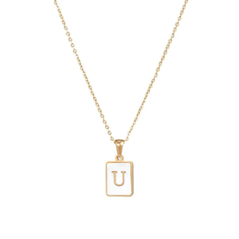 Pearl Shell Initial Letter Necklace - Zafinne Jewelry