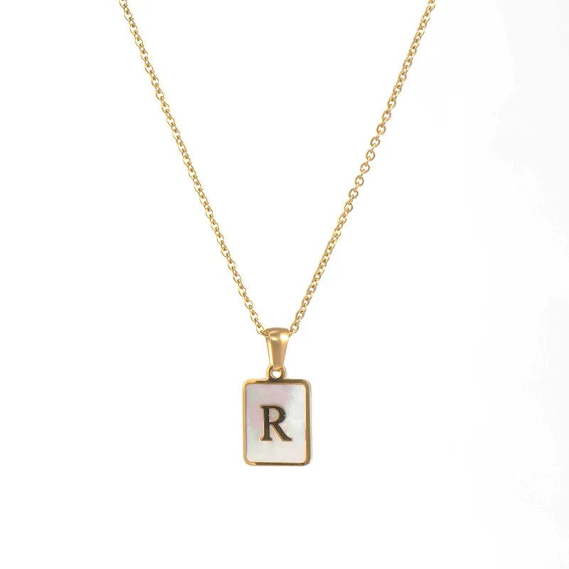 Pearl Shell Initial Letter Necklace - Zafinne Jewelry