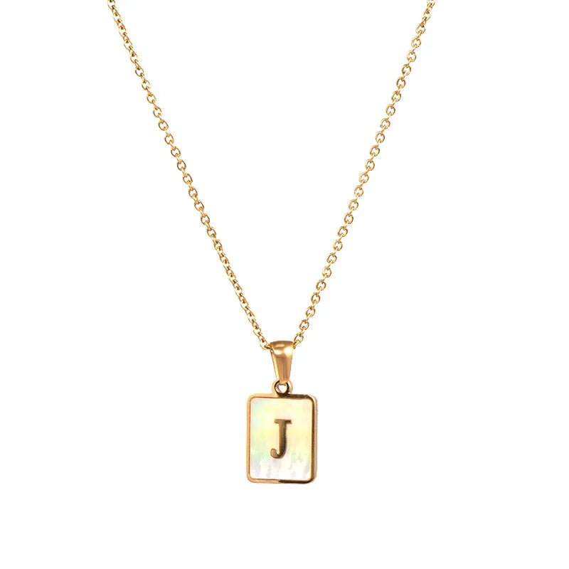Pearl Shell Initial Letter Necklace - Zafinne Jewelry
