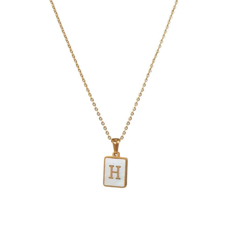 Pearl Shell Initial Letter Necklace - Zafinne Jewelry