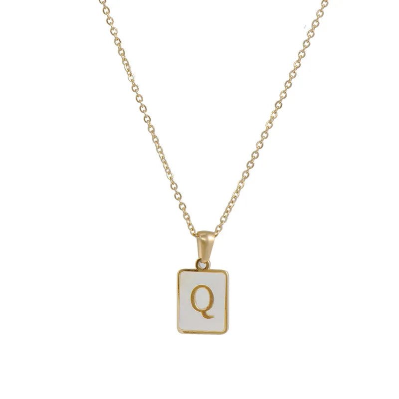 Pearl Shell Initial Letter Necklace - Zafinne Jewelry