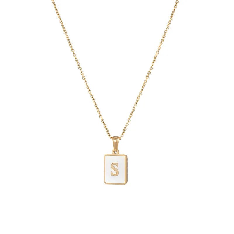 Pearl Shell Initial Letter Necklace - Zafinne Jewelry