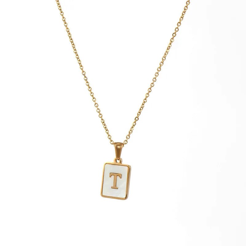 Pearl Shell Initial Letter Necklace - Zafinne Jewelry