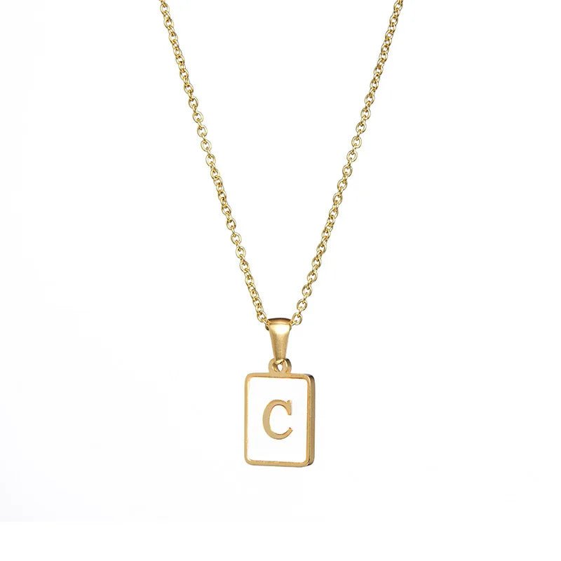 Pearl Shell Initial Letter Necklace - Zafinne Jewelry
