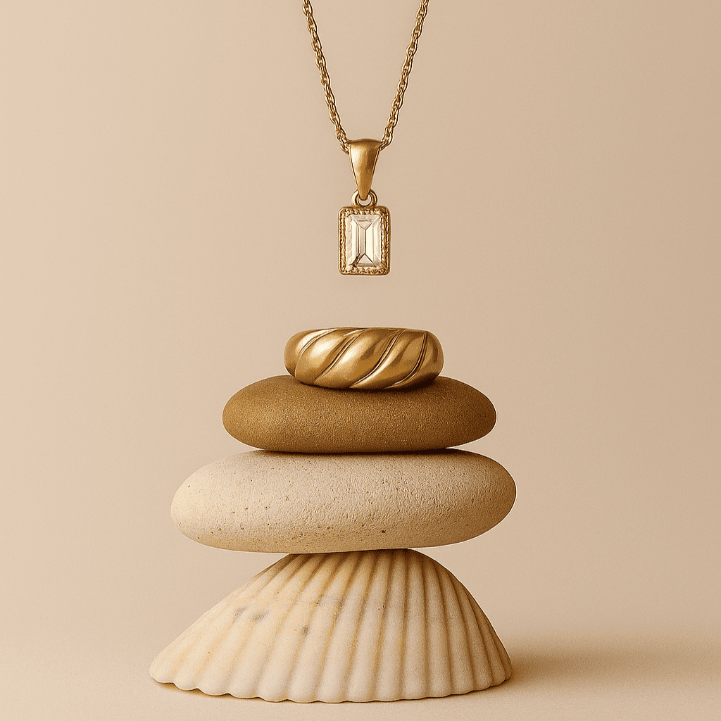 Rectangle Zirconia Pendant Necklace - Zafinne Jewelry