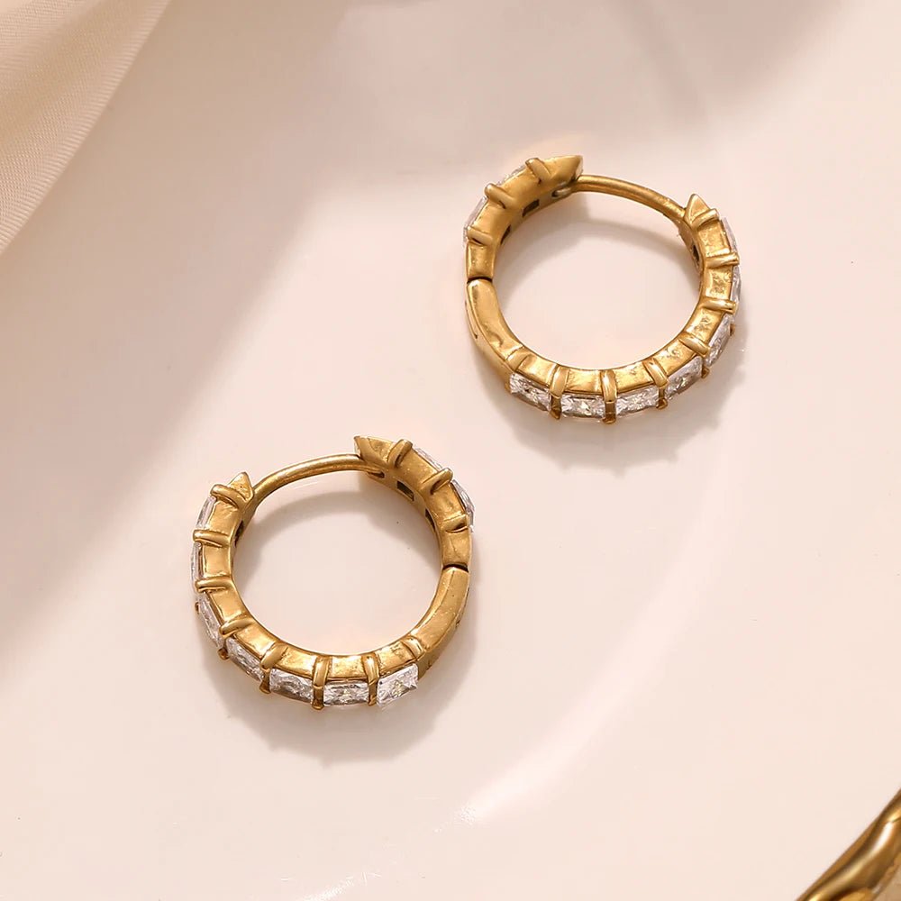 Riviera Square - Cut Hoop Earrings - Zafinne Jewelry