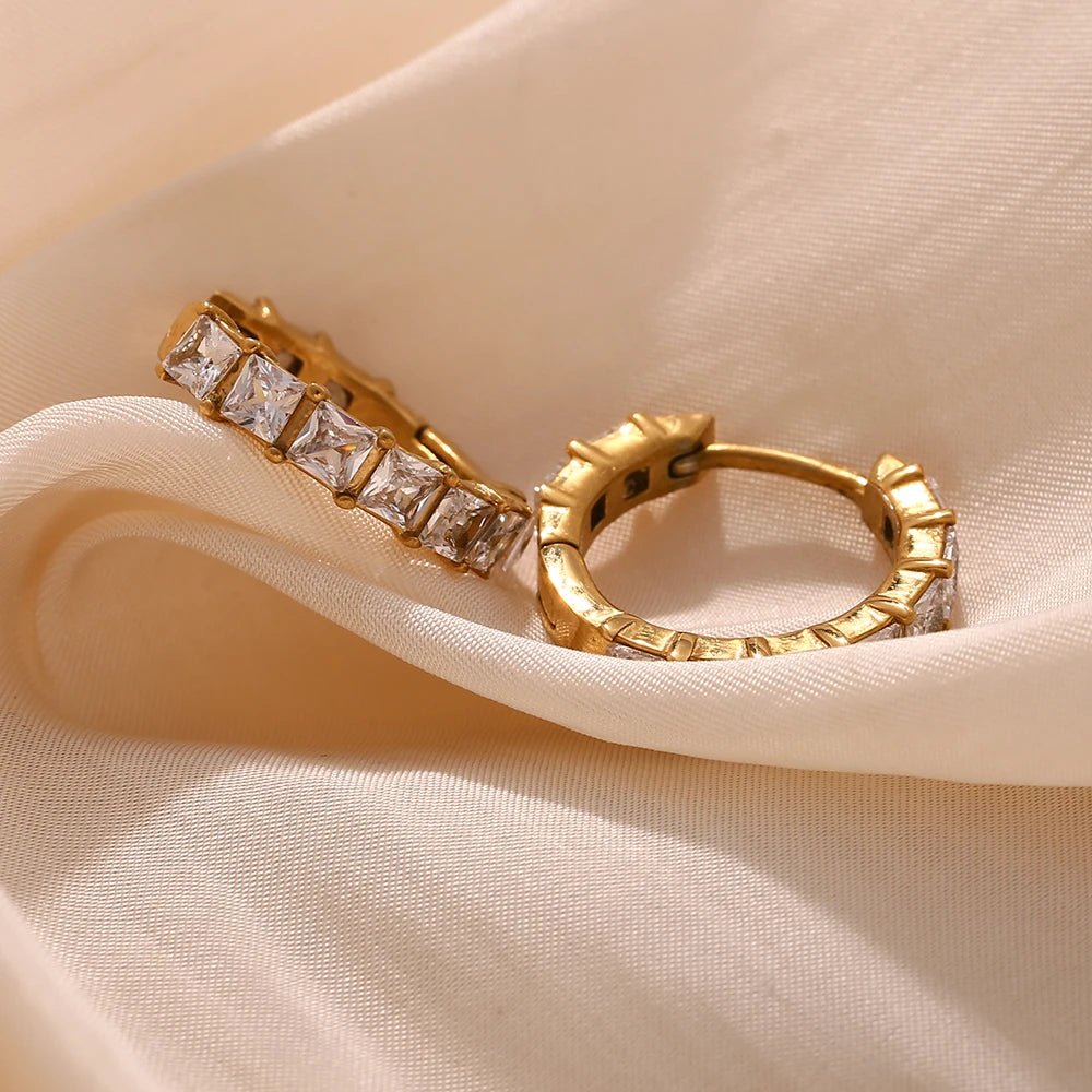 Riviera Square - Cut Hoop Earrings - Zafinne Jewelry