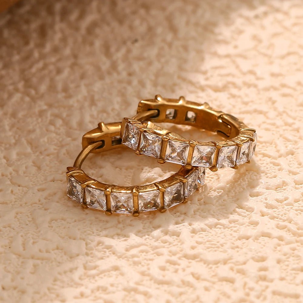 Riviera Square - Cut Hoop Earrings - Zafinne Jewelry