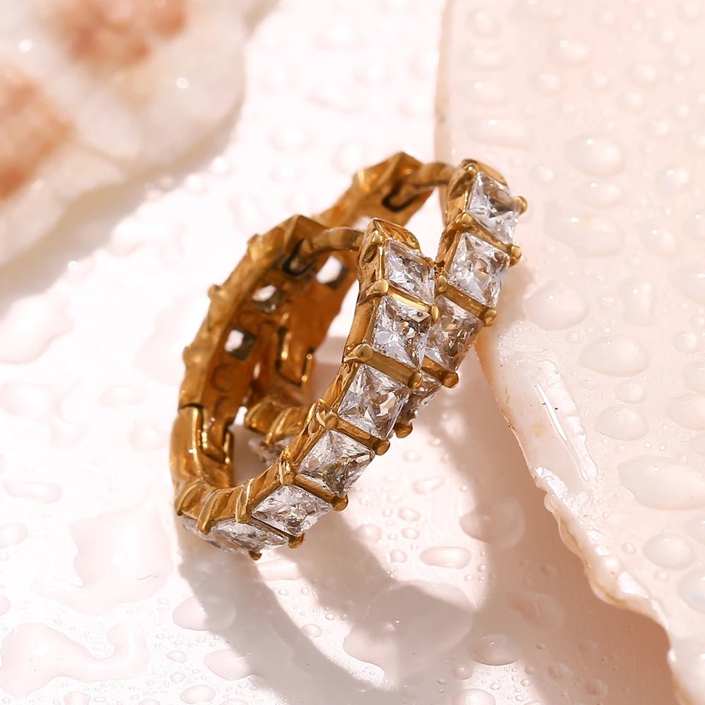 Riviera Square - Cut Hoop Earrings - Zafinne Jewelry