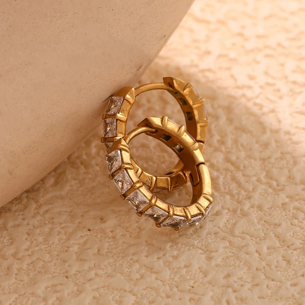 Riviera Square - Cut Hoop Earrings - Zafinne Jewelry