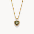 Rope Chain Heart Stone Pendant Necklace - Zafinne Jewelry