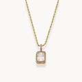 Rope Chain Square Stone Pendant Necklace - Zafinne Jewelry