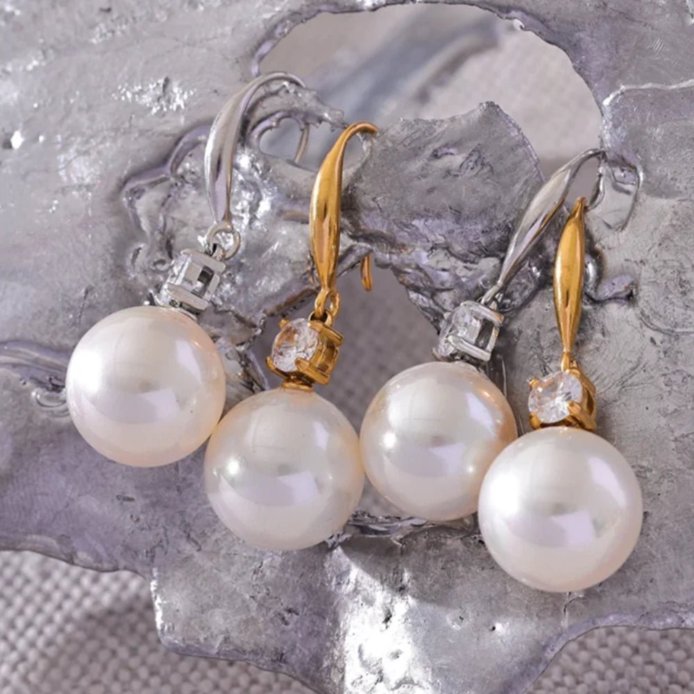 Round Pearls Drop Earrings - Zafinne Jewelry