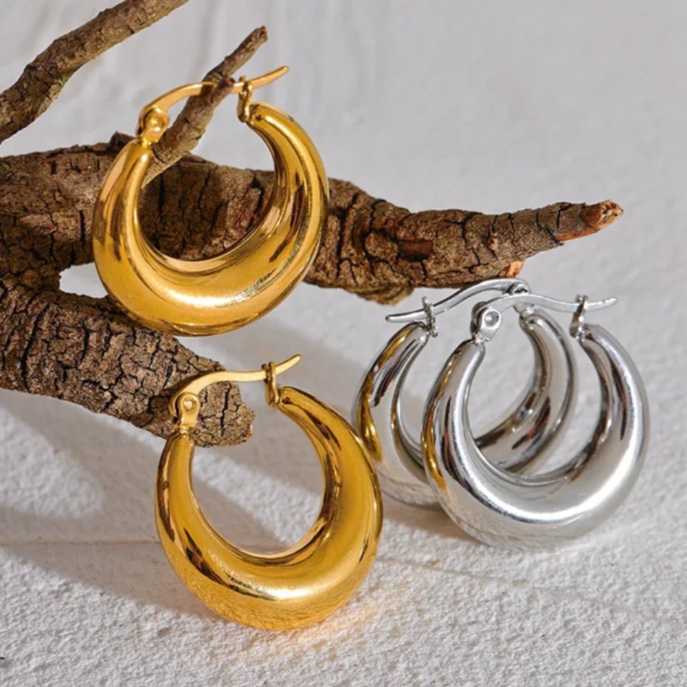 Sculpted Hoop Earrings - Zafinne Jewelry