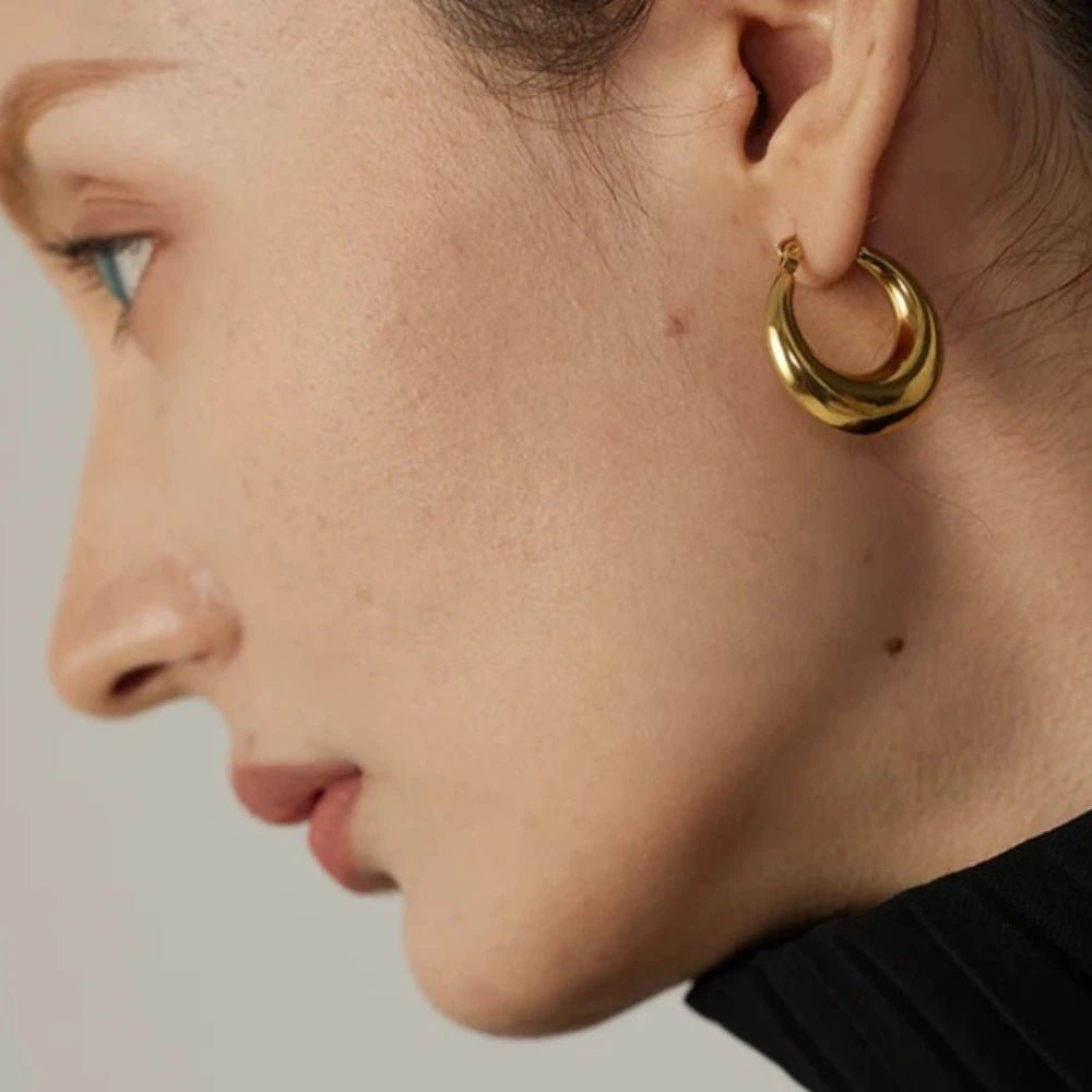 Sculpted Hoop Earrings - Zafinne Jewelry
