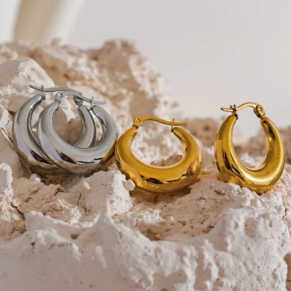 Sculpted Hoop Earrings - Zafinne Jewelry