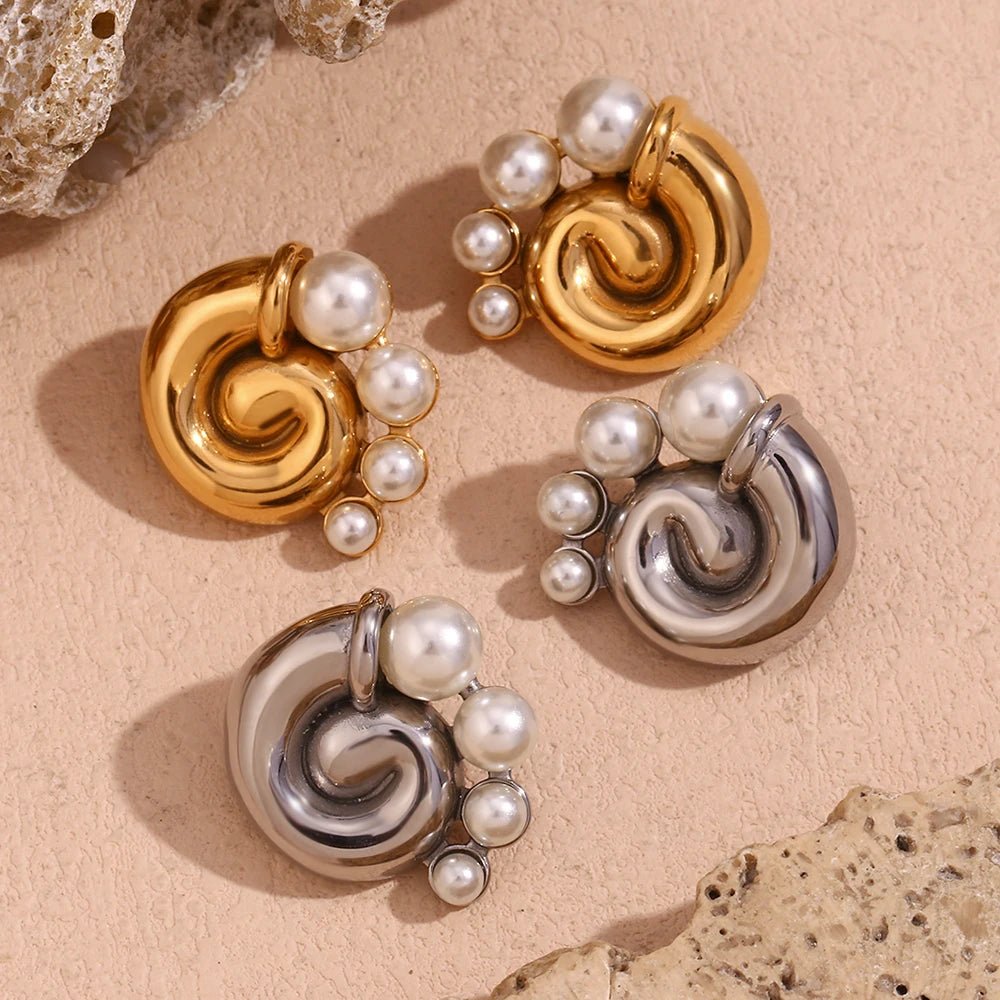 Sea Shell Pearl Earrings - Zafinne Jewelry