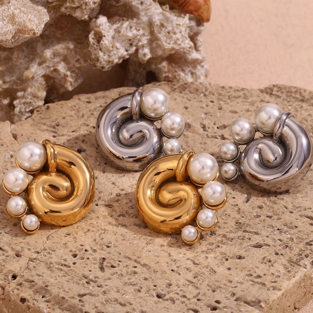Sea Shell Pearl Earrings - Zafinne Jewelry