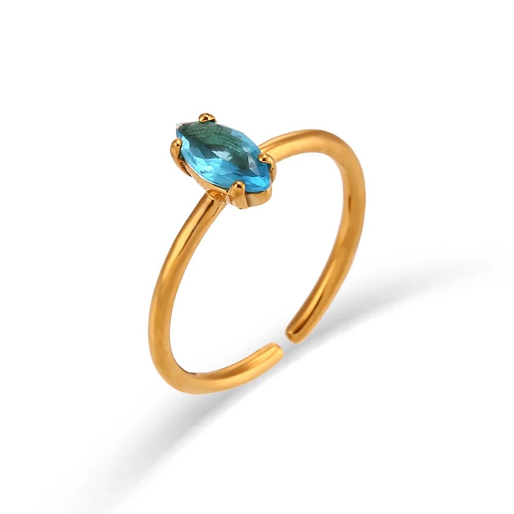 Shiny Oval Zircon Ring - Zafinne Jewelry