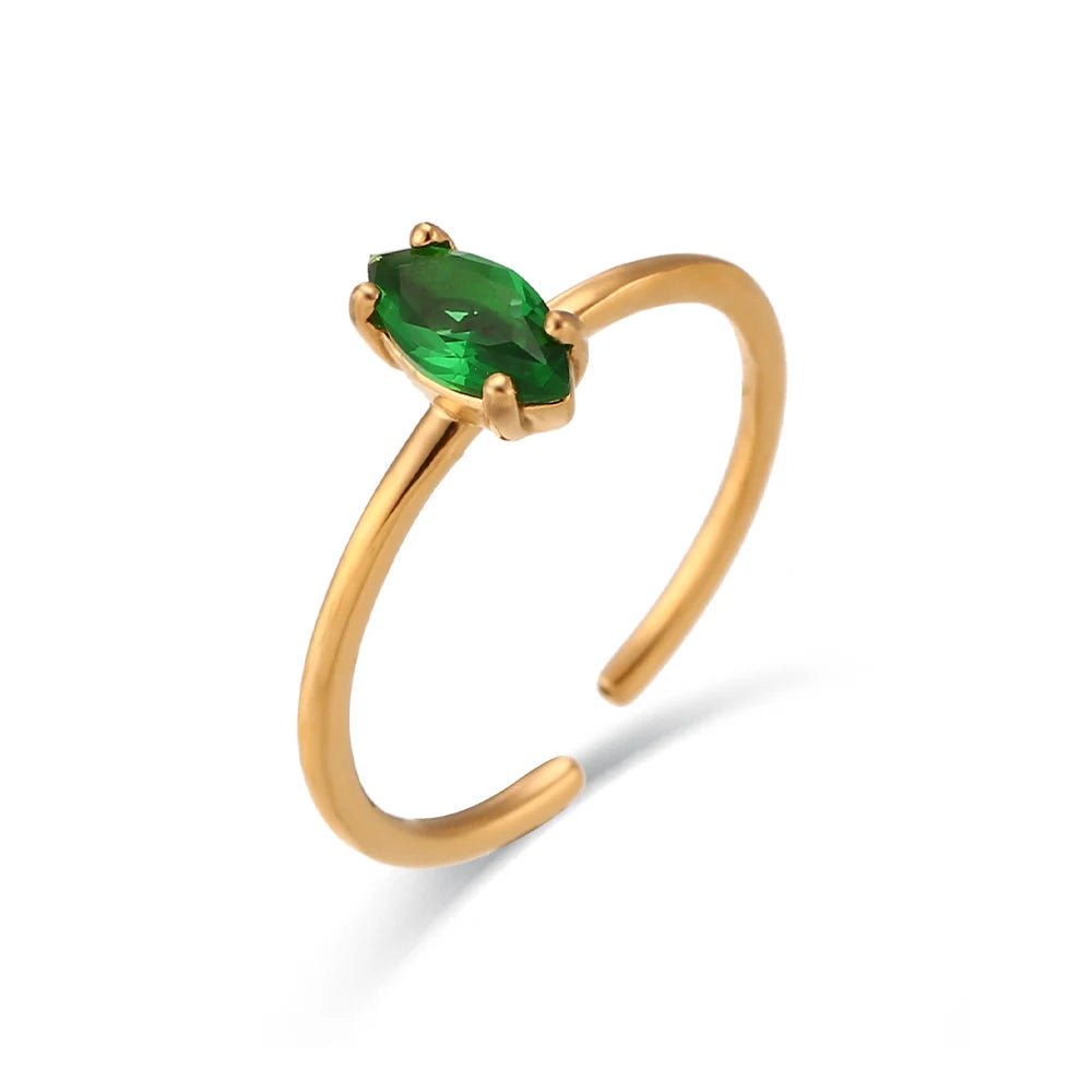 Shiny Oval Zircon Ring - Zafinne Jewelry