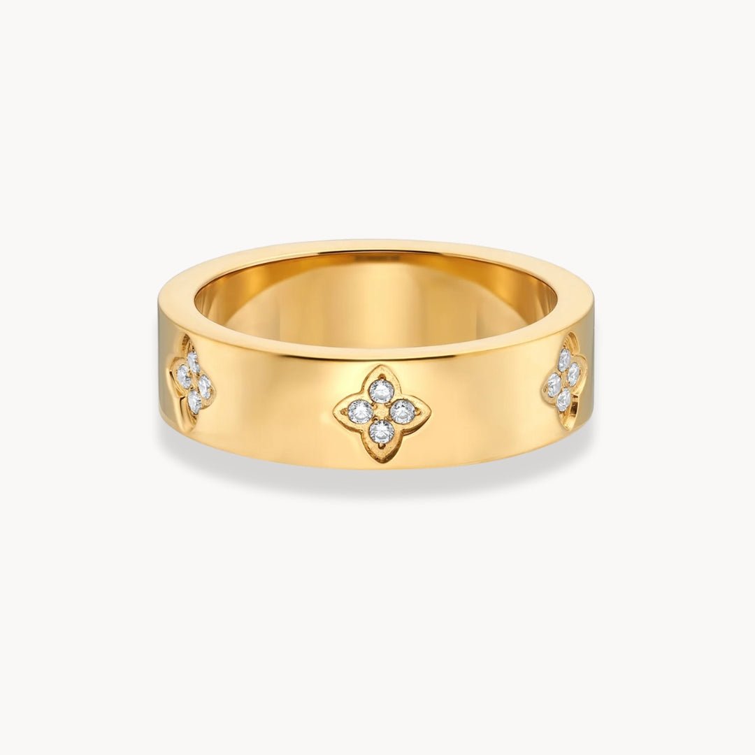Sienna Gold Floral Band Ring - Zafinne Jewelry