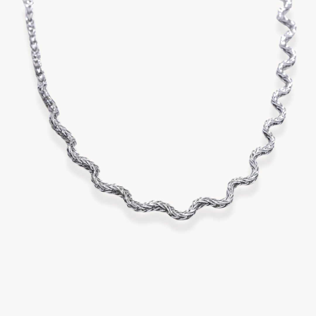 Sierra Textured Wave Chain Necklace - Zafinne Jewelry