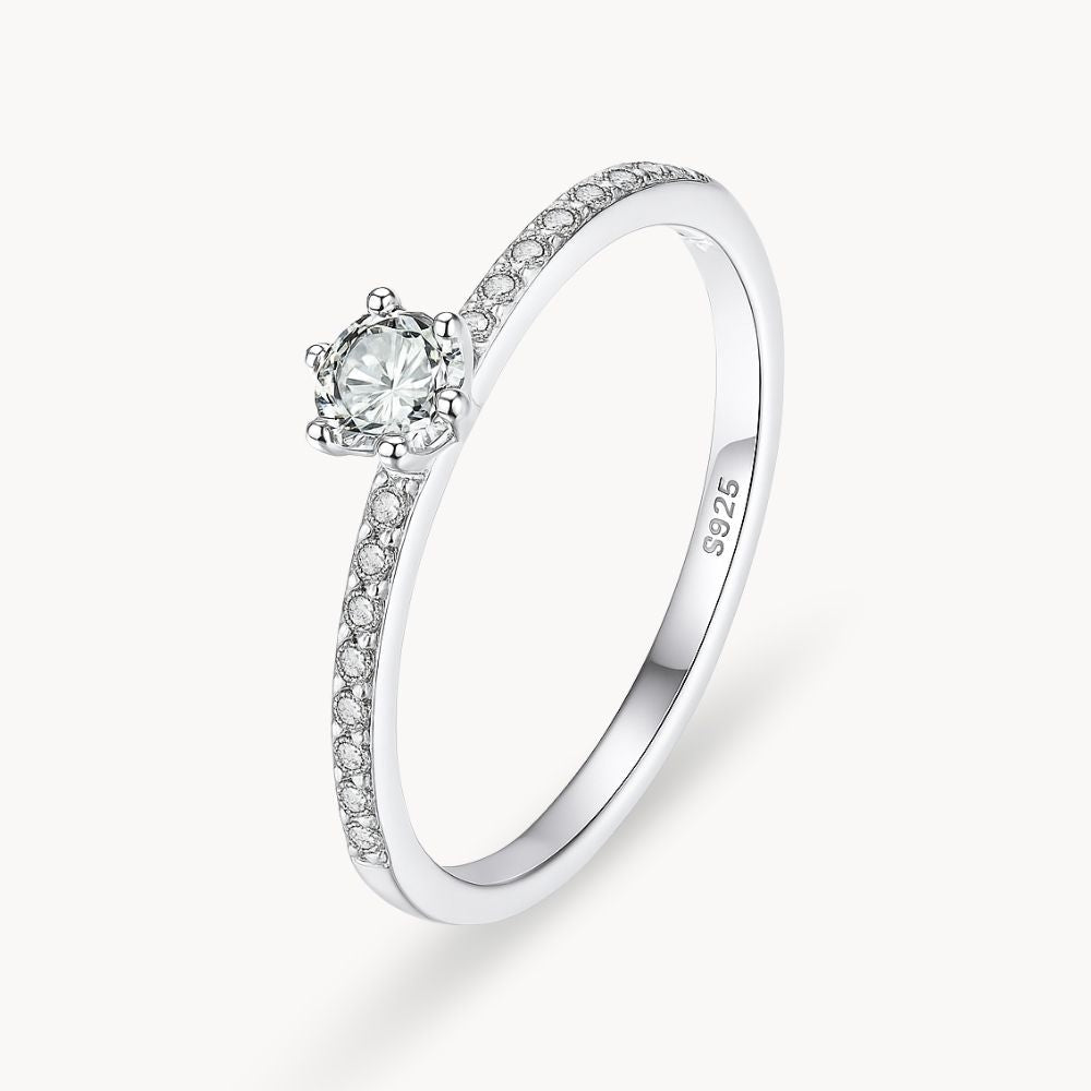 Silver Classic Round Crystal Ring - Zafinne Jewelry